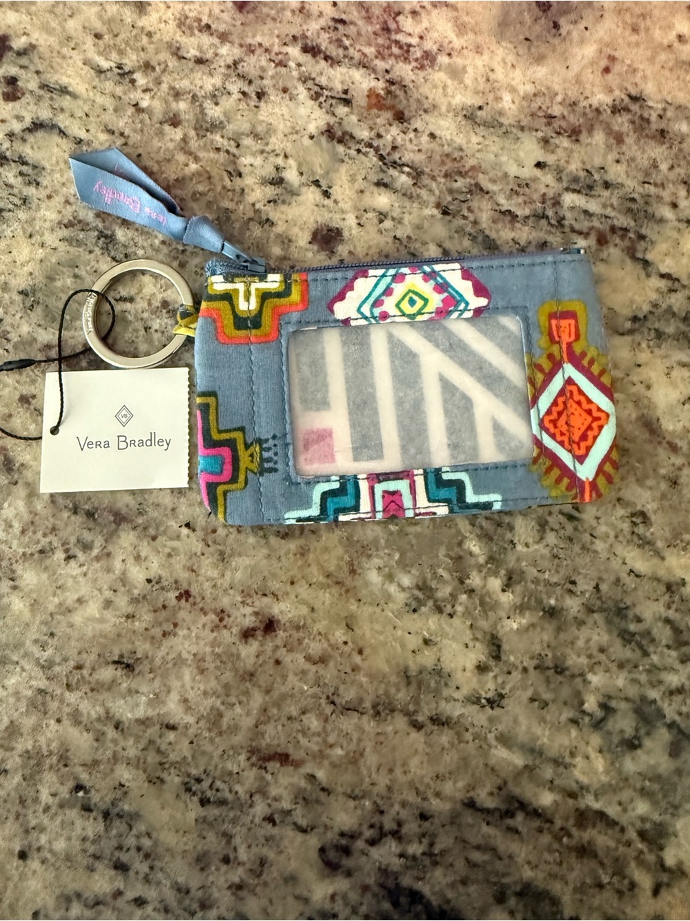 NWT Vera Bradley Zip ID Case in Blue Geo Print